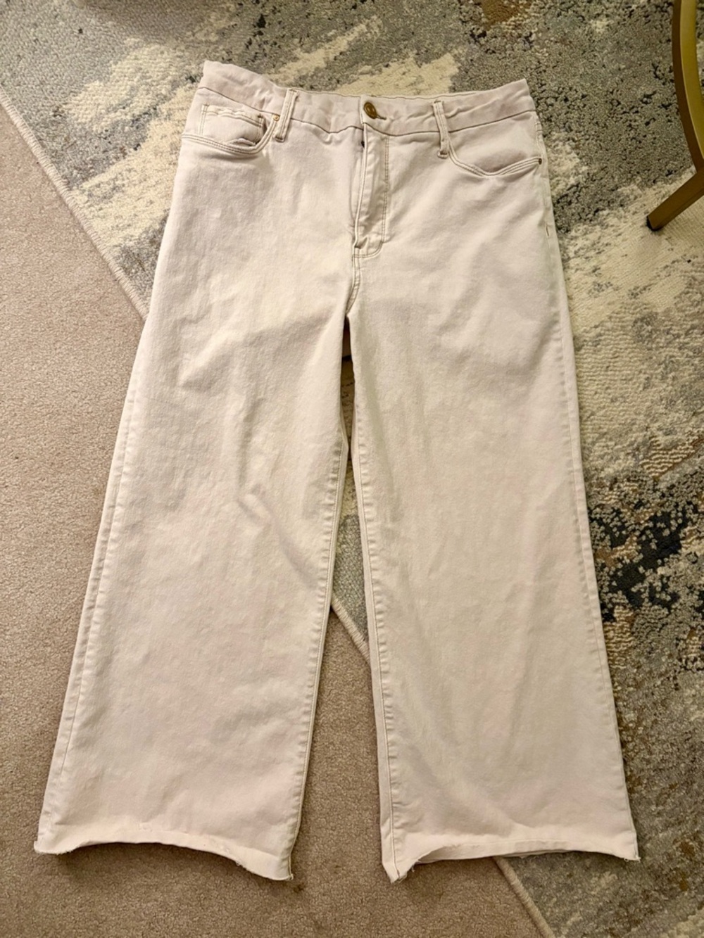 Kut from the Kloth Meg Cream Wide-Leg High-Rise Jeans